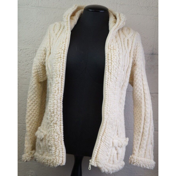 Native Knit Womens Hooded Sweater 100% Wool Made in Ecuador Size M / L - Picture 12 of 13